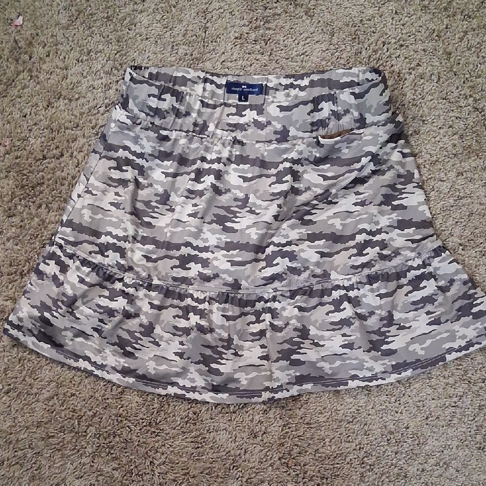 Simply Southern Gray and White A-Line Mini Skirt